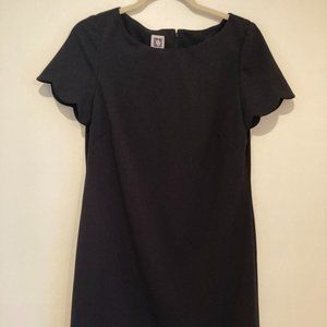 Anne Klein Black Scalloped Dress